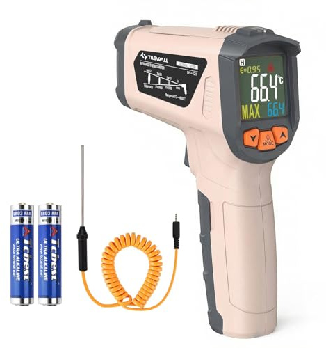 Tilswall Infrarot Thermometer(nicht für Menschen) -50°C bis 800°C | IR Digital Laser Temperaturmessgerät mit Kochen LCD Display für Kochen/Barbecue/Pizza Oven/Gefrierschrank/Industrie-W300