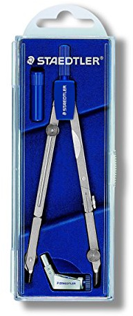 STAEDTLER Mars 554 Zirkelset – mit Klappdeckeletui | Teleskop-Verlängerung, Universaladapter & Zirkelminen – präzise – Art.-Nr. 554 T01