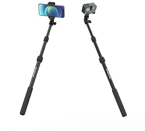 Smatree DS1S Palo Selfie telescópico de Mano de aleación de Aluminio Compatible con GoPro Hero 12/11/10/9/8/7/6/5/4/3/2/1 y Otras cámaras de acción con Rosca de 1/4 (15,8 Pulgadas - 40,5 Pulgadas)