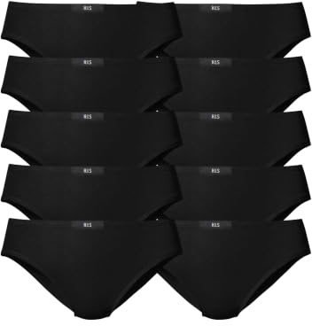 H.I.S Damen Slip (10 Stück) | Logo-Bund, Baumwoll-Mix: Weich & atmungsaktiv, Flache Nähte
