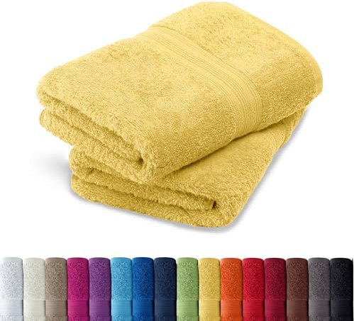 AR Line 2er Pack zum Sparpreis, Frottier Handtuch-Serie - in 8 Größen und 16 Farben 100% Baumwolle 500 g/m², 2er Pack Handtücher (50x100 cm) in Gelb