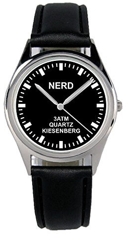 KIESENBERG Armbanduhr Nerd Streber Geschenk Artikel Idee Fan Damen Herren Unisex Analog Quartz Lederarmband Uhr 36mm Durchmesser B-2440