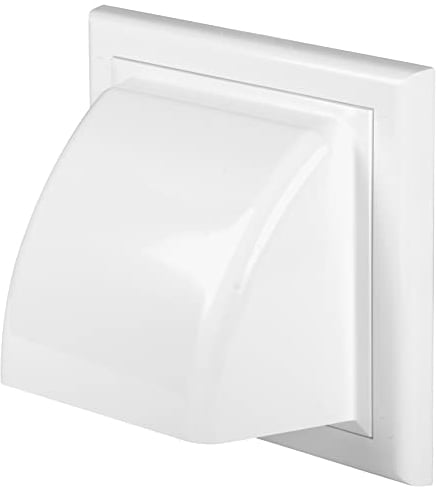 Awenta 4'' Inch / 100 mm Exhaust Hood Vent - White ABS Plastic - Non Return Valve, Backdraft Damper - Dryer Opening, Extractor Opening, External Ventilation Cover - Outdoor Air Vent Cap Grille