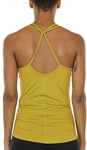 icyzone Damen Sport Yoga Tank Top - Fitness Gym Ärmelloses Shirt Trainings Top (L, Ginger)