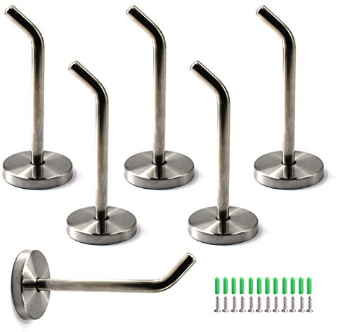 Flomore Acero Inoxidable Tornillos en Ganchos para Plantas Colgantes Utensilios Ganchos para cocinas Montado en la Pared Ganchos para Colgar Gancho de exhibición Paquete de 6 (Tornillos incluidos)