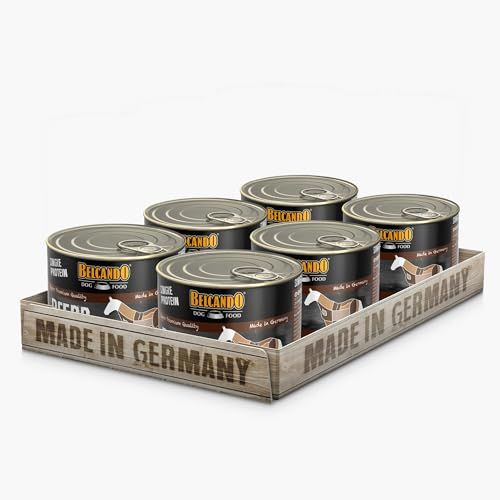 BELCANDO Single Protein Nassfutter für Hunde, Pferd, 6X 200g Dose, sortenreines Hundefutter nass, für alle Rassen, Made in Germany