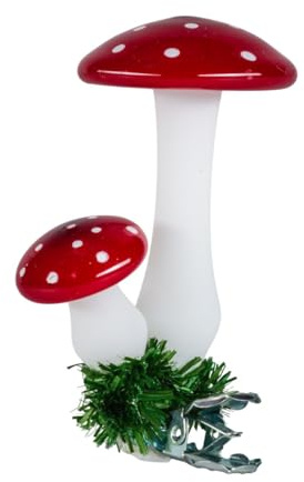 Christbaumschmuck Fliegenpilz Glückspilz Doppelpilz flacher Hut | mundgeblasen, Lauscha