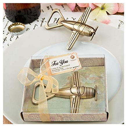 Lote de 30 Abridores Abrebotellas Avión Bon Voyage en Caja de Regalo - Detalles Originales Invitados de Bodas, Regalos Comuniones y Recuerdos para Cumpleaños Infantiles