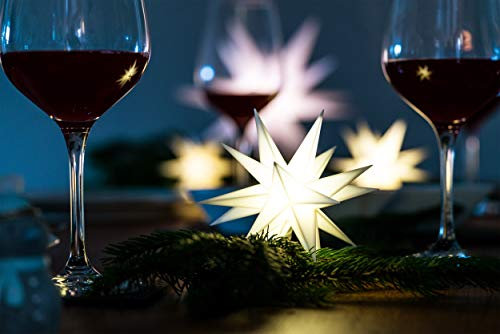 Novaliv Weihnachtsstern LED Dekostern Klein 12cm Weiss mit Batteriefach für 3 AA Batterien 6h Timerfunktion (1,5m Kabel) Innenraum DEKO 3D Stern 18 Zackig Leuchtstern Sternenlichterkette Weihnachten