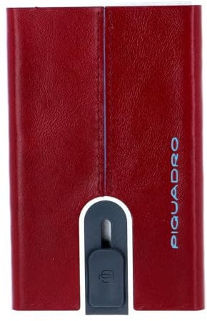PIQUADRO Porta Carte di Credito Pelle,meccanismo in Metallo, Accessori da Viaggio-Portafogli Unisex-Adulto, Rosso, Talla única