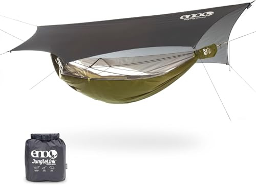 Eno - Eagles Nest Outfitters JungleLink Shelter System mit Hängematte mit Insektennetz, Gurten und Regenplane