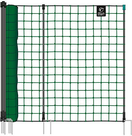 VOSS.farming Filet Non électrifiable pour volailles farmNET, 25 m de Long, 135 cm de Haut, 2 Pointes, Vert, Filet pour Animaux domestiques, clôture de Jardin