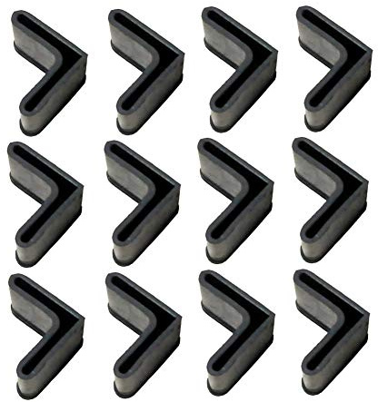 12 Pièces 35 mm x 35 mm Meuble Fer Pied Tampon Casquettes Pieds Jambes Meubles Patin en Caoutchouc Forme L d'angle en Fer Noir