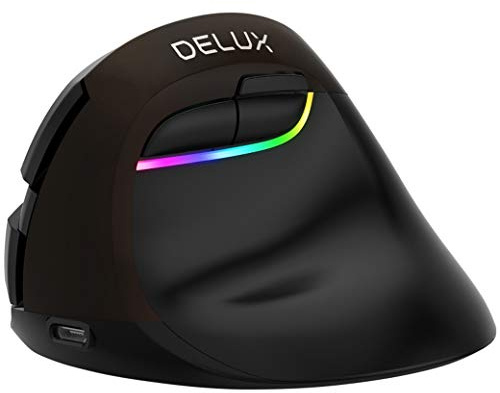 DeLUX Wireless Vertical Mouse M618Mini BT4.0 + 2.4Ghz 4000DPI RGB (Blue)