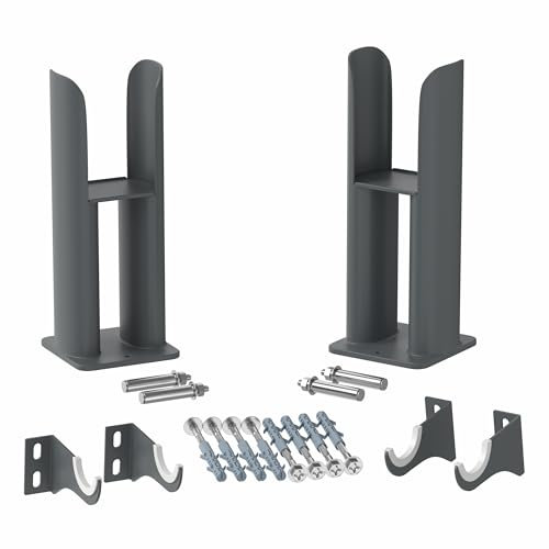 DuraTherm® Floor Mounting Radiator Leg Kit Feet Freestanding Supports for Double Oval Tube Radiators, Anthracite Grey