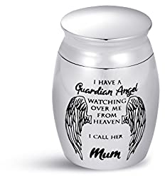 Mini-Urne für Asche Mutter Frauen I Have a Guardian Angel Watching Over Me from Heaven I Call Her Mum