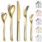 Berglander Set di posate in oro 30 pezzi, robusto acciaio inossidabile placcato in titanio Set di posate dorate antiruggine, forchette e cucchiai lavabili in lavastoviglie