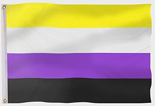 PHENO FLAGS Nicht-Binär Flagge 90x150cm - wetterbeständige Pride Fahne mit Messingösen, 100% Polyester, robuste Doppelnaht & in lebendigen Farben - ideal für Flaggen-Liebhaber