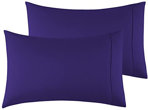 Kissenbezug 50x65 cm 2er Set - Kopfkissenbezug Mikrofaser Premium Superweicher - Kissenhülle 50x65 cm - Dunkelviolett