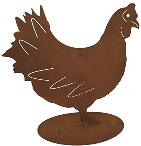 Dekofigur Huhn Henne im Rost Design - Rostfigur, Deko für den Garten, Gartendeko, Metalldeko