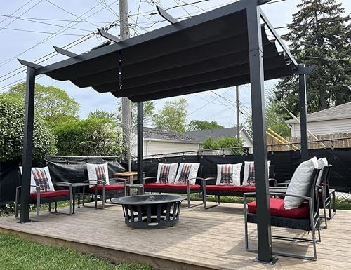 PURPLE LEAF Pergolas de Jardin Aluminio Cenadores para Jardin 3 x 4 M pérgolas con Techo Retráctil Tela para Camping Fiesta Celebraciones, Gris
