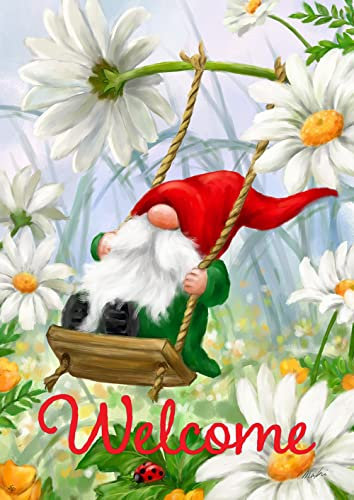 Toland Home Garden 1012626 Welcome Swing Zwerg 71,1 x 101,6 cm dekorativ, (71,1 x 101,6 cm), doppelseitige Hausflagge