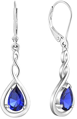 Starnny Unendlichkeit Ohrringe Silber 925 hängend Creolen Baumeln Damen mit September Geburtsstein Saphir farbe 3A Zirkonia für Frauen
