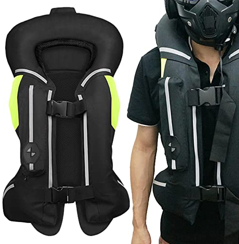 HUMNZR Outdoor Airbag Weste Motorrad Airbag Weste, Motorrad Weste Mit Advanced Reflective Airbag, FüR Racing Riding Airbag System Airbag Ce Protektor,Black-L