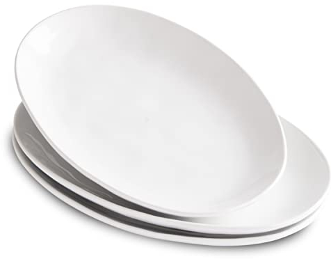 Magclay Porcelain Serving Platters, 12 Inch Large Serving Trays, Oval Serving Plates for Dessert Appetizers Meat/Entertaining/Party, Set of 3, White