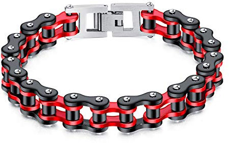 LAFATINA Large Mens 8.5 inches Bicycle Motobike Link Chain Bracelets Heavy Masculine Wristband for Fathers Day Stainless Steel