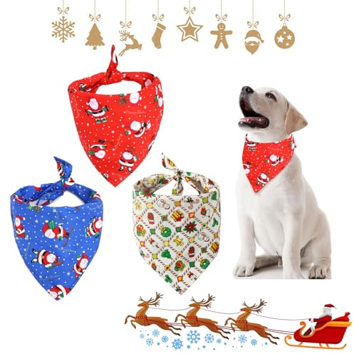 Hundehalstuch Weihnachten, Hund Weihnachten Halstuch, 3 Stück Hundehalstuch, Hunde Bandana Kopftücher, Hundehalstuch Weihnachten Geschenk, Bandana für Hund, Hunde Bandana Kopftücher
