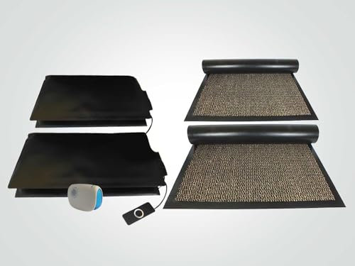 Floor Sensor Pressure MAT Alarm System Mat On Guard IP100DCM Double EXIT & Cover MATS for The Elderly and Dementia Care with Portable Receivers. Wireless with Cover Mats. (Gold)