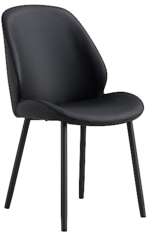 House Nordic Schwarzer Polyester Esszimmerstuhl mit schwarzen Füßen