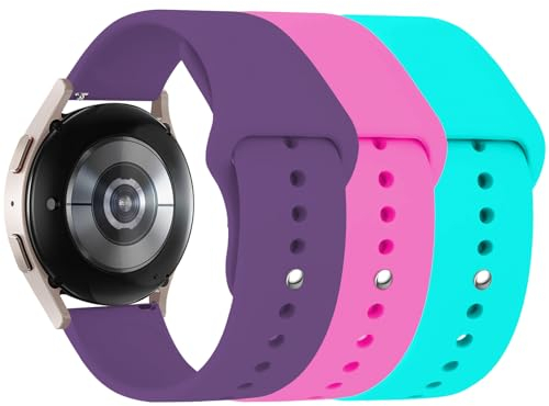 LEIXIUER 3 Piezas Silicone Correa Compatible con Samsung Galaxy Watch 7 6 5 4 Correa 40mm 44mm/Galaxy Watch 6 4 Classic 43mm 47mm 42mm 46mm/Galaxy Watch 5 Pro 45mm/Active 2 40mm 44mm Correas