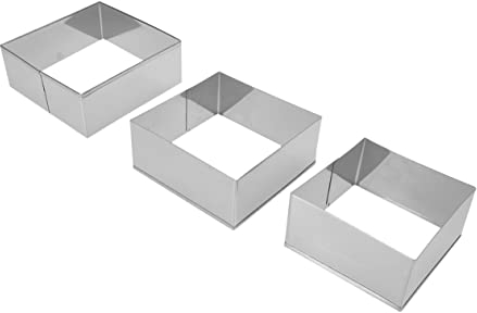 HOMSFOU 3Pcs Stainless Steel Unique Cookie Cutters Square Cake Metal Cookie Cutters Bakery Accessories Wedding Cookie Stainless Steel Candy Square Pastry Donut Fabric