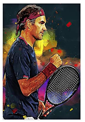 ZAPORA Roger Federer Poster auf Leinwand, Schlafzimmer, Dekoration, Sport, Landschaft, Büro, Raumdekoration, Geschenk, ungerahmt, 30 x 45 cm