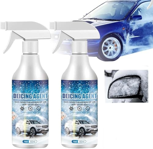 iekufes De - Icer for Car Windshield Defroster, Window Snow Spray, Deicing Spray, Melting Spray, Deicer for Car Windshield, Winter Car Essentials, Fast Ice & Snow Melting Spray 60ml (2pcs)