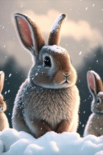 Puzzle für Erwachsene 500 Teile, Großes Puzzle Familienspiel Erwachsene Dekompression Geschenk für DIY Intellektives Lernspiel Geschenk (Winter Grau Hase Puzzle)
