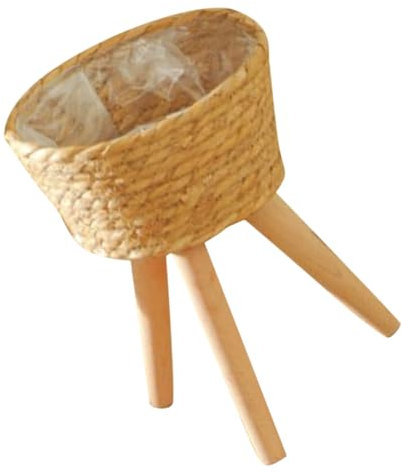 INOOMP Maceta Tejida De Madera Soporte Elevado para Plantas Estante Decorativo para Balcón y Jardín Diseño Moderno y Ligero para Interiores y Exteriores Medidas