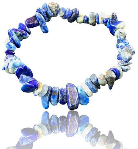 Steinfixx® - Echtes Lapislazuli Splitter-Armband *Schutz der Könige* - Hochwertiges Edelsteinarmband mit getrommelten Lapislazuli Splittern