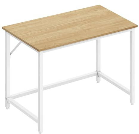 VASAGLE Tisch, Computertisch, Bürotisch, 80 x 50 x 76 cm, für Arbeitszimmer, Schlafzimmer, Wohnzimmer, natureichenfarben-perlweiß LWD038W70V1