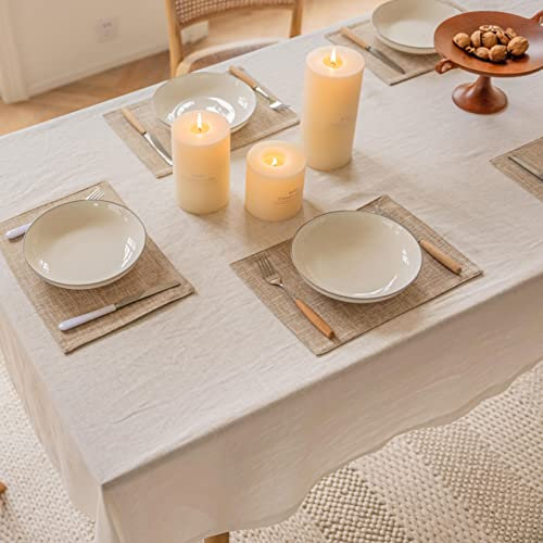 Home Brilliant Linen Placemats Set of 6 for Table, Durable Woven Place Mats for Kitchen Dinning Restaurant, 33 x 48 cm(13x19 Inch), Burlap