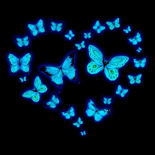 25 pcs Fluoreszierende Aufkleber Schmetterlinge Leuchtend Wandtattoo Schmetterlinge Leuchtsticker Fluoreszierend Wandtattoo für die Wohnzimmer, Kinderzimmer Dekorative Aufkleber