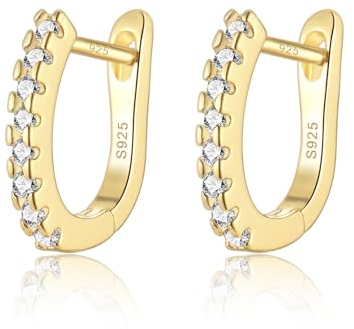 wynn's Ohrringe Gold, Goldene Ohrringe Damen mit Zinkonia, Vergoldet Creolen Gold Mini Creolen Klein Huggies Schlafen für Herren Mädchen Kinder