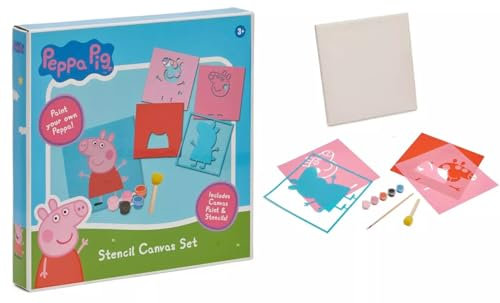 Quickdraw Peppa Stencil Printing Canvas Kit Paint Your Own Peppa Art & Craft Activity Set, HUN_22502