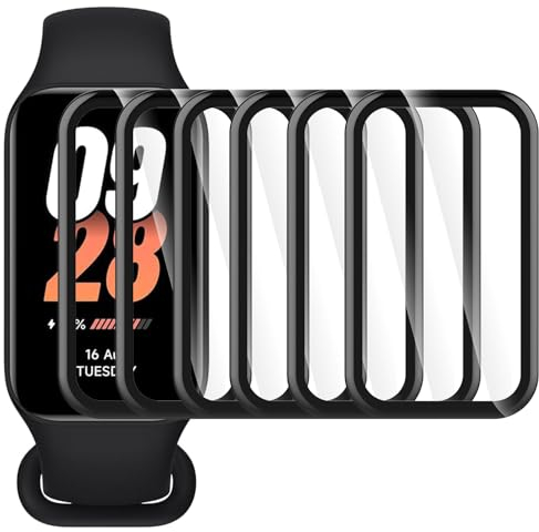Bigqin 6 Piezas Protector de Pantalla Compatible con Xiaomi Band 8 Active/Redmi Smart Band 2, Película Suave 3D Protector Compatible con Xiaomi Band 8 Active, Sin Burbujas, Anti-Arañazo