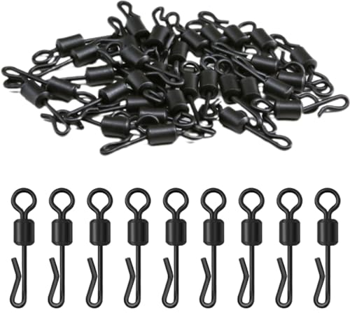 30 Stück Angeln Wirbel, Angeln Clips, Karpfen Angeln Clips, Angeln Wirbel mit Druckknöpfen, Q-förmige Schnellwechsel Wirbel Angeln Stecker Angeln Wirbel Schnellwechsel Wirbel Angeln Stecker