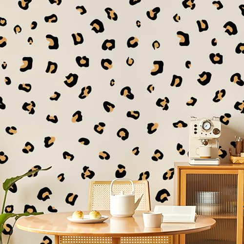 10 Blatt Leopardenmuster Wandaufkleber Schwarz Leopard Spot Wandaufkleber Vinyl Tierdruck Muster DIY Abnehmbare Abziehen und Aufkleben Tapete für Kinder Jungen Schlafzimmer Kinderzimmer Autotür
