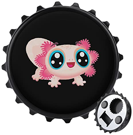 Bonito abrebotellas con imanes para nevera portátil y fuerte, diseño de ajolote para bebé, bonito estilo negro