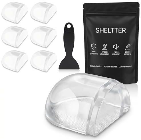 Sheltter Topes para Puertas Suelo Transparentes - 6 Topes de Puerta para Suelo Adhesivos - Protector de Muebles - Incluye Rascador y Toalla de limpieza para su Perfecta Instalación